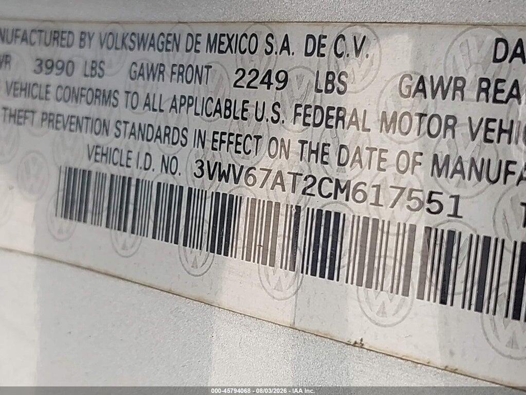 3VWV67AT2CM617551 2012 VOLKSWAGEN BEETLE photo no. 9