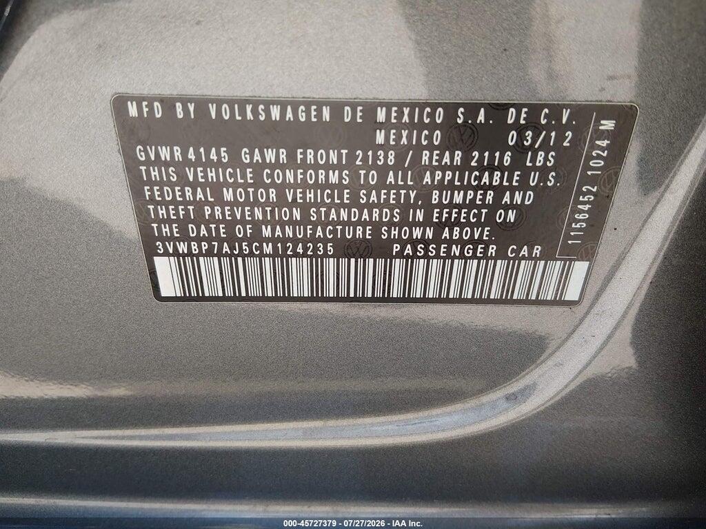 3VWBP7AJ5CM124235 2012 VOLKSWAGEN JETTA photo no. 9