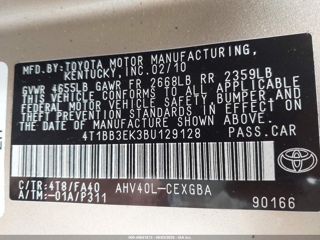 4T1BB3EK3BU129128 2011 TOYOTA CAMRY HYBRID photo no. 9