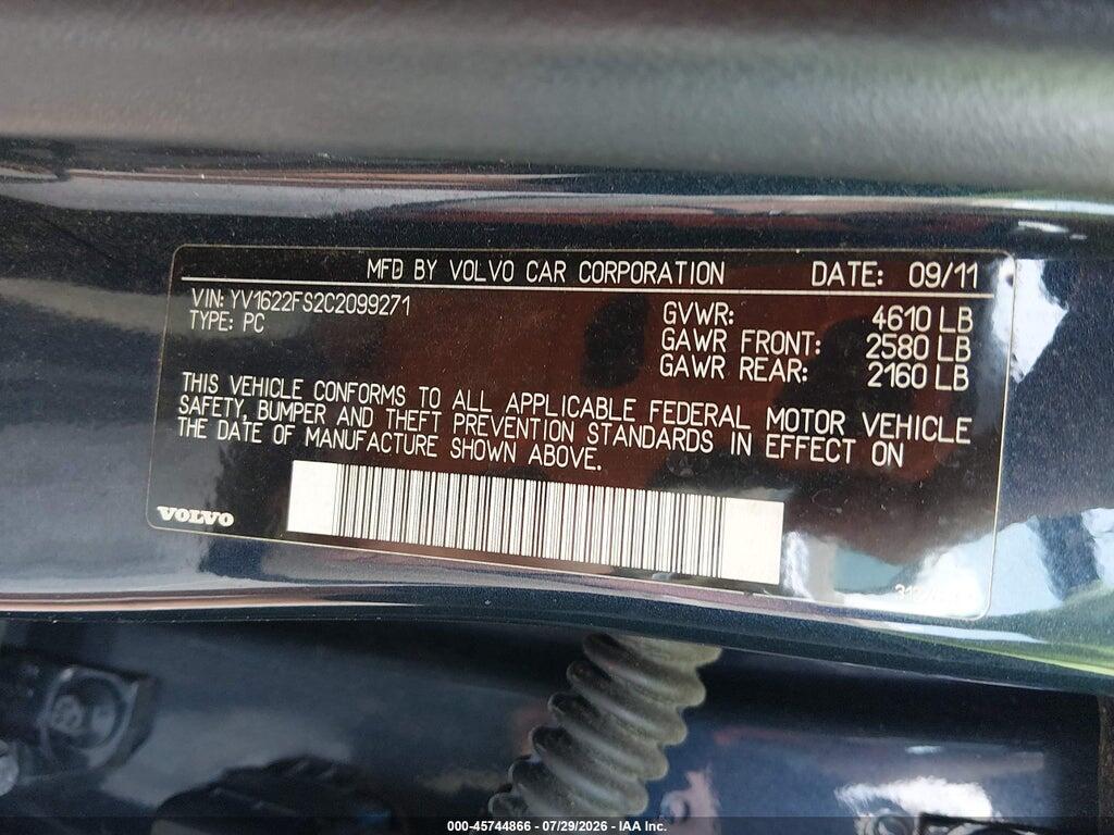 YV1622FS2C2099271 2012 VOLVO S60 photo no. 9