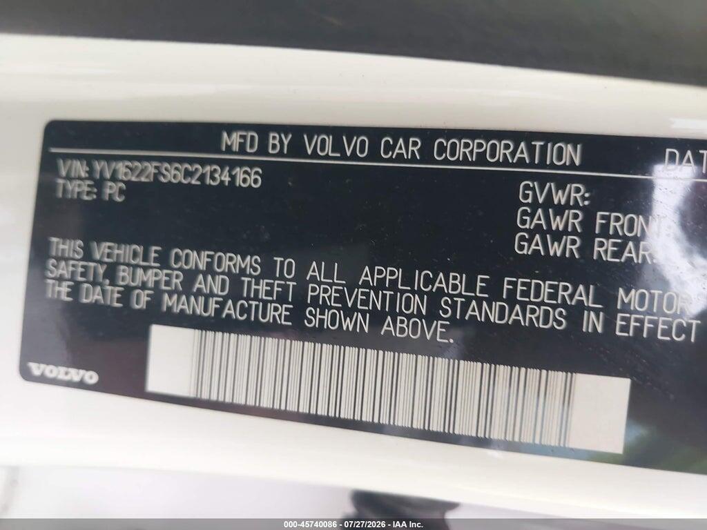 YV1622FS6C2134166 2012 VOLVO S60 photo no. 9