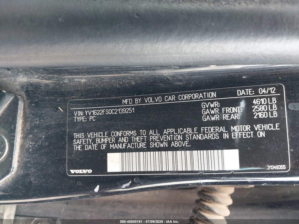YV1622FS0C2139251 2012 VOLVO S60 photo no. 9