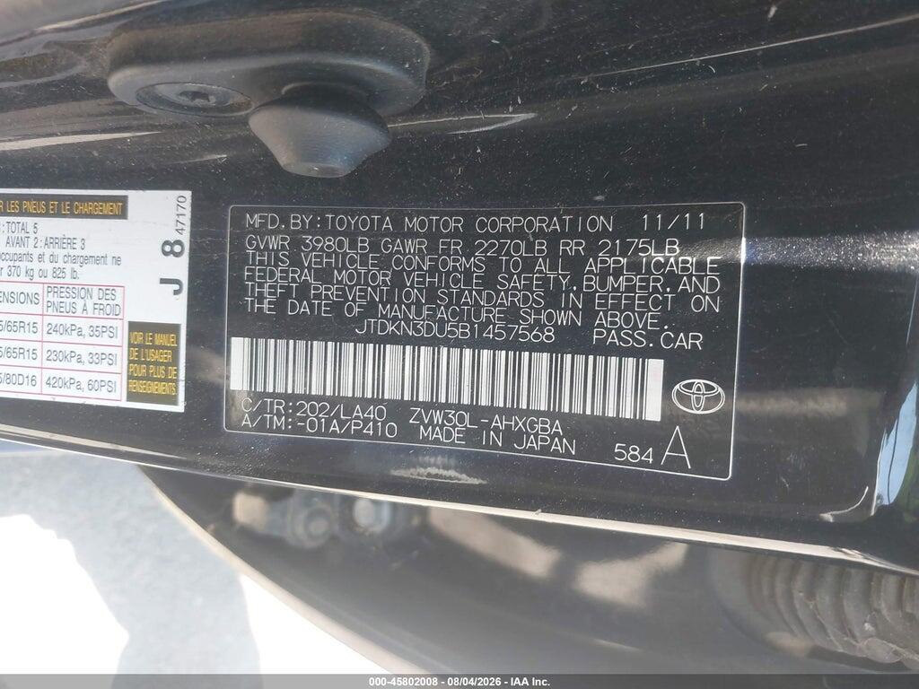 JTDKN3DU5B1457568 2011 TOYOTA PRIUS photo no. 9