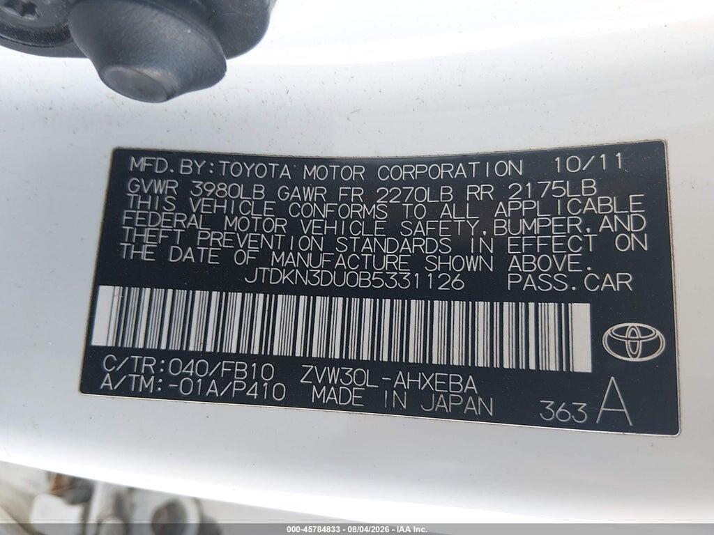 JTDKN3DU0B5331126 2011 TOYOTA PRIUS photo no. 9