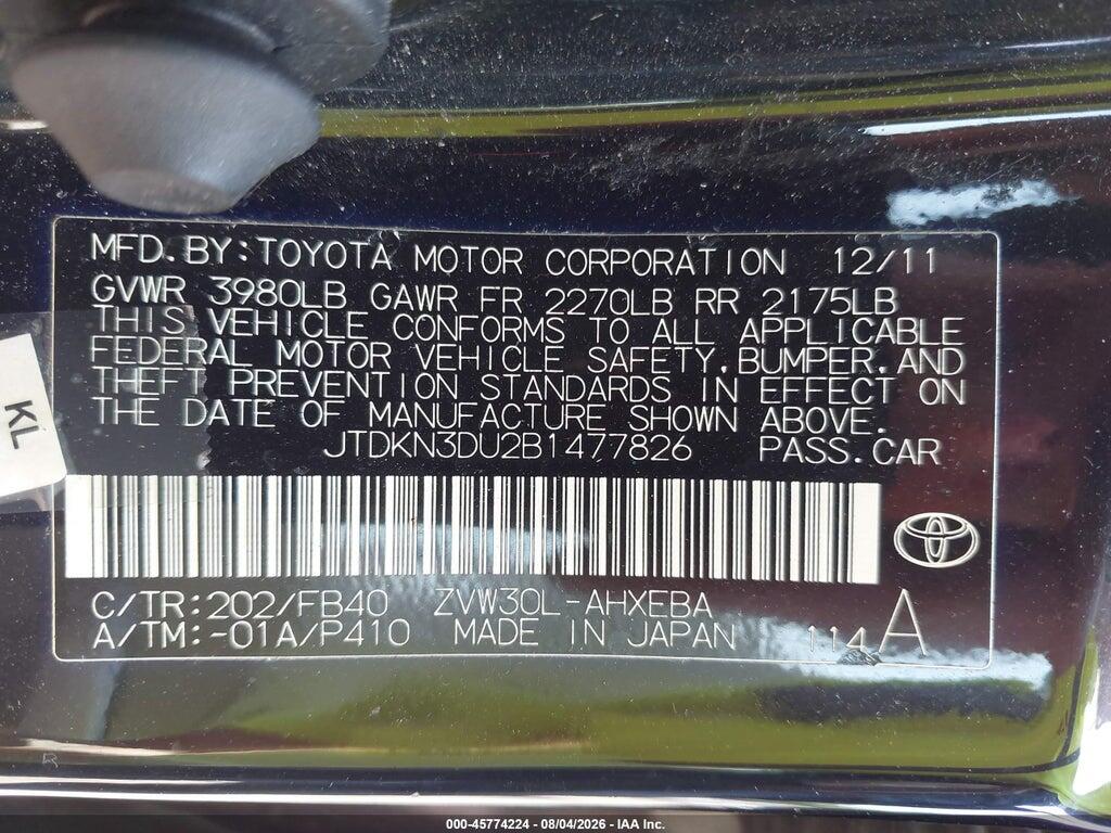 JTDKN3DU2B1477826 2011 TOYOTA PRIUS photo no. 9