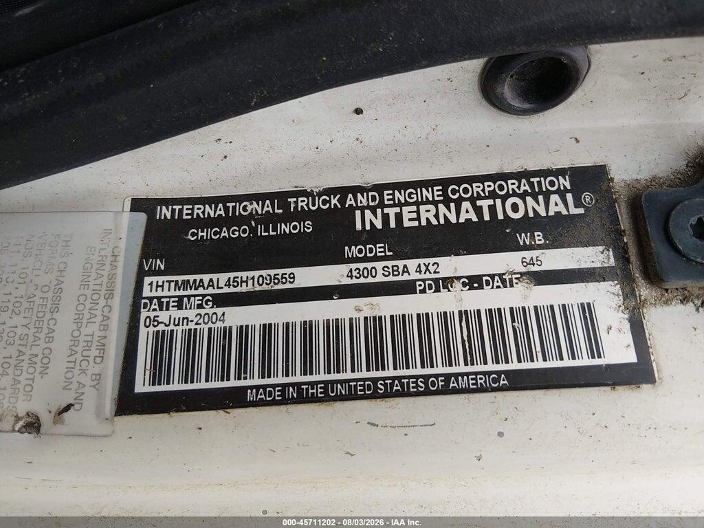 1HTMMAAL45H109559 2005 INTERNATIONAL 4000 photo no. 8