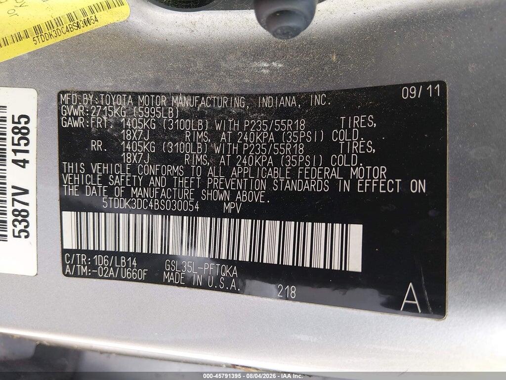5TDDK3DC4BS030054 2011 TOYOTA SIENNA photo no. 9