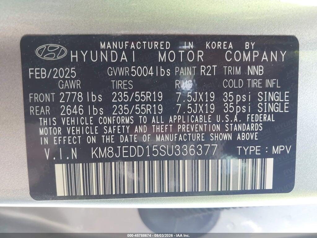 KM8JEDD15SU336377 2025 HYUNDAI TUCSON HYBRID photo no. 9