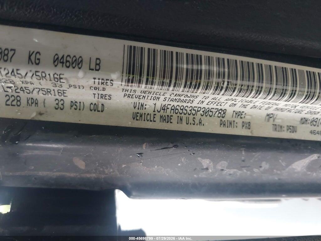 1J4FA69S35P305788 2005 JEEP WRANGLER photo no. 9