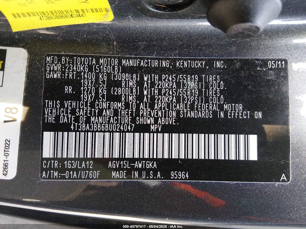 4T3BA3BB6BU024047 2011 TOYOTA VENZA photo no. 9