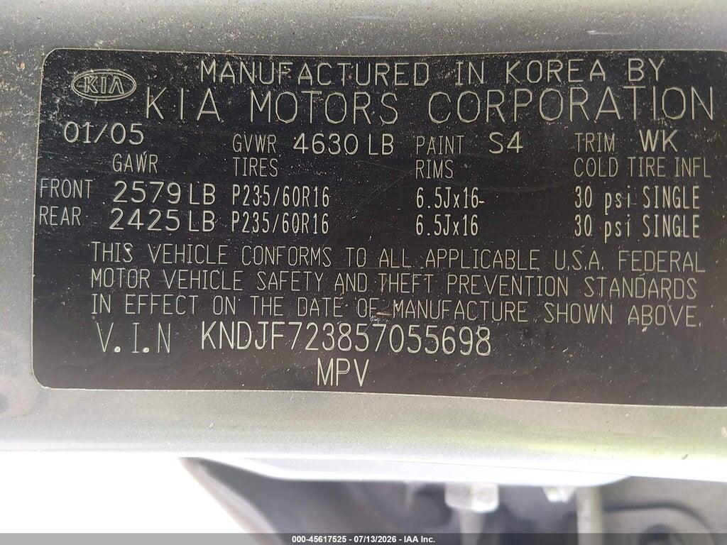 KNDJF723857055698 2005 KIA SPORTAGE photo no. 9