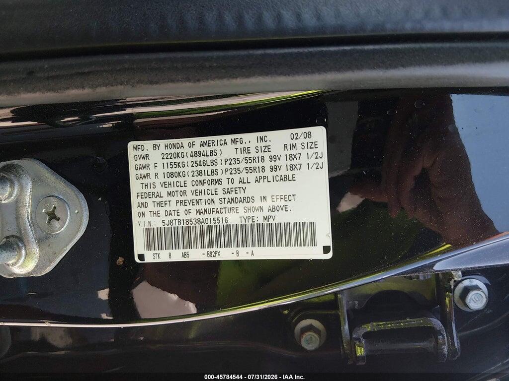 5J8TB18538A015516 2008 ACURA RDX photo no. 9