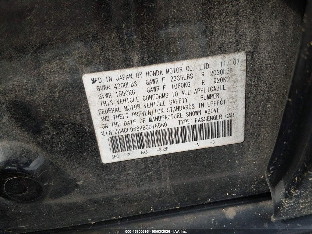 JH4CL96888C016560 2008 ACURA TSX photo no. 9