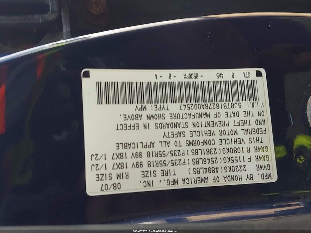 5J8TB18278A002547 2008 ACURA RDX photo no. 9