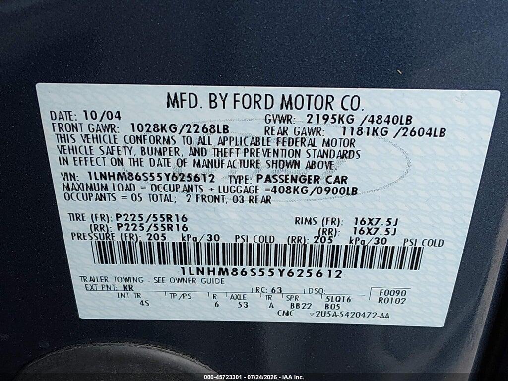 1LNHM86S55Y625612 2005 LINCOLN LS photo no. 9