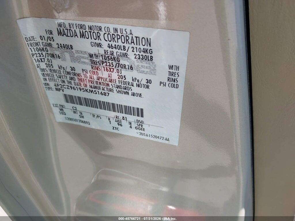 4F2CZ96195KM51687 2005 MAZDA TRIBUTE photo no. 9