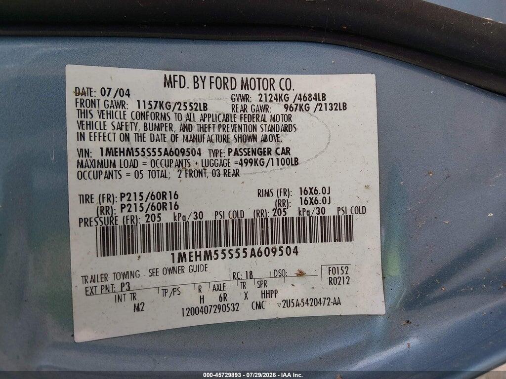 1MEHM55S55A609504 2005 MERCURY SABLE photo no. 9