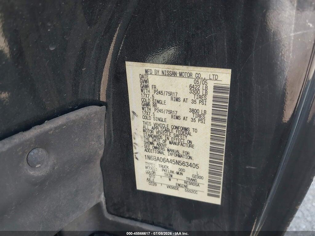 1N6BA06A45N563405 2005 NISSAN TITAN photo no. 9