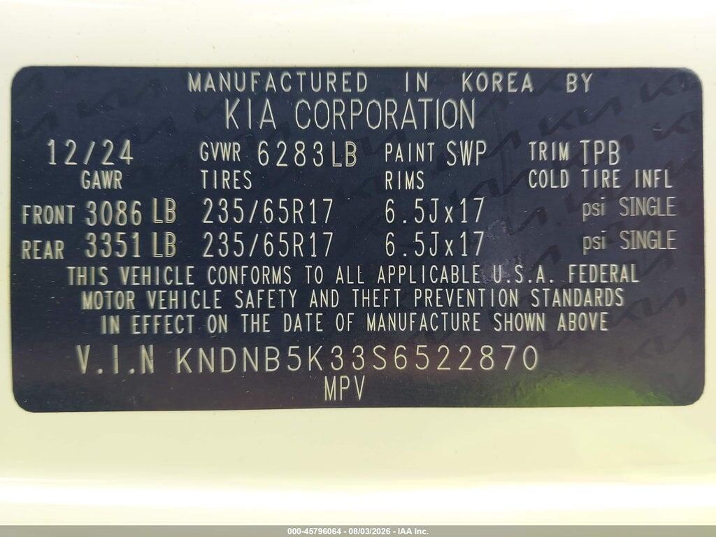 KNDNB5K33S6522870 2025 KIA CARNIVAL MPV photo no. 9