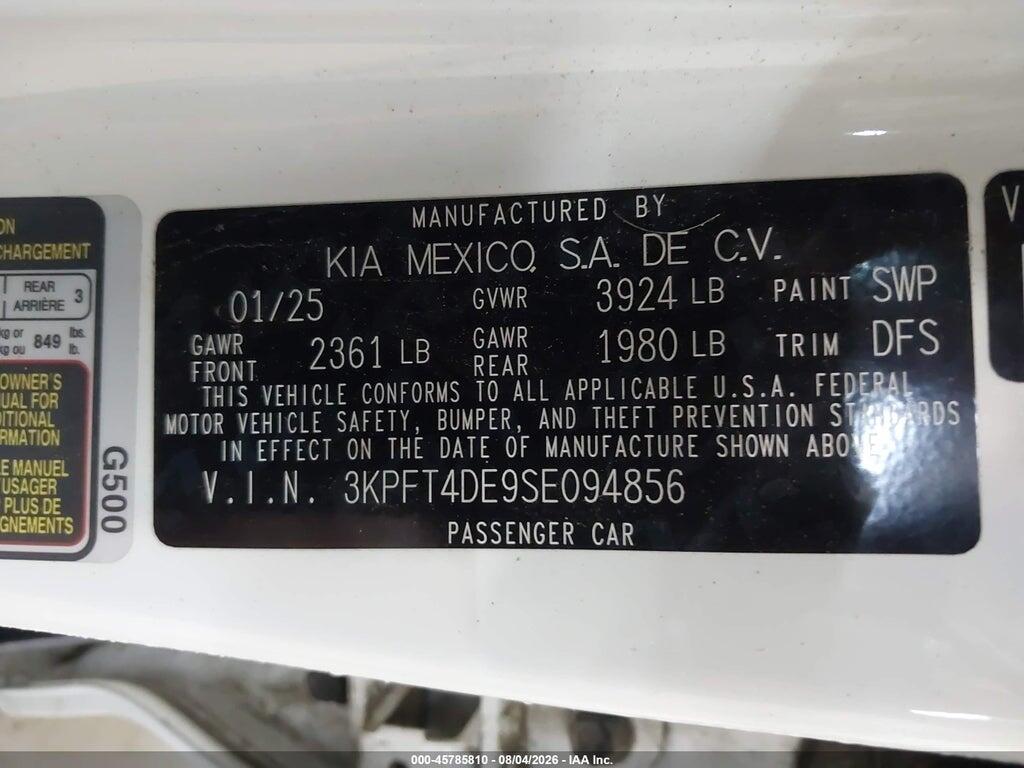 3KPFT4DE9SE094856 2025 KIA K4 photo no. 9