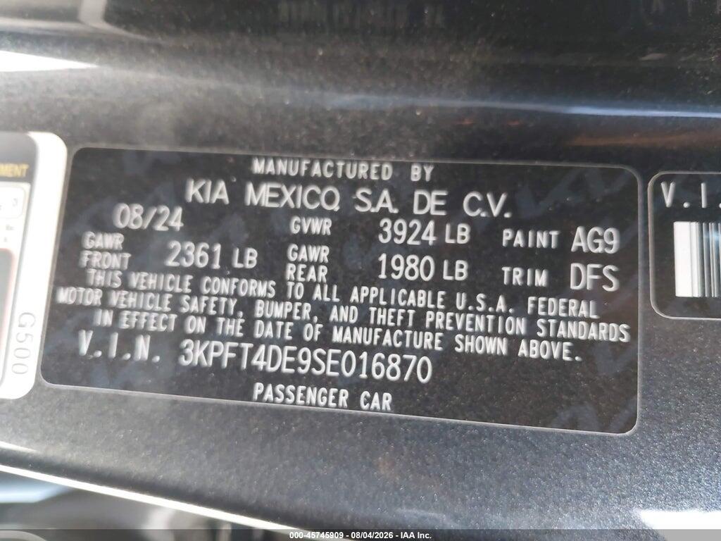 3KPFT4DE9SE016870 2025 KIA K4 photo no. 9