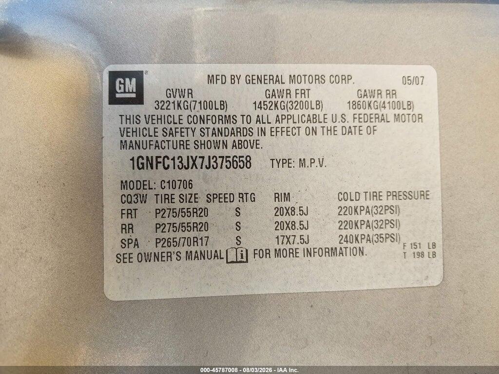 1GNFC13JX7J375658 2007 CHEVROLET TAHOE photo no. 9