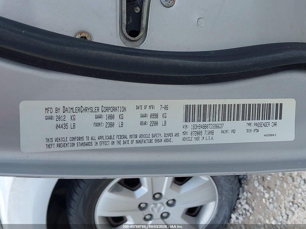 1B3HB48B07D598637 2007 DODGE CALIBER photo no. 9