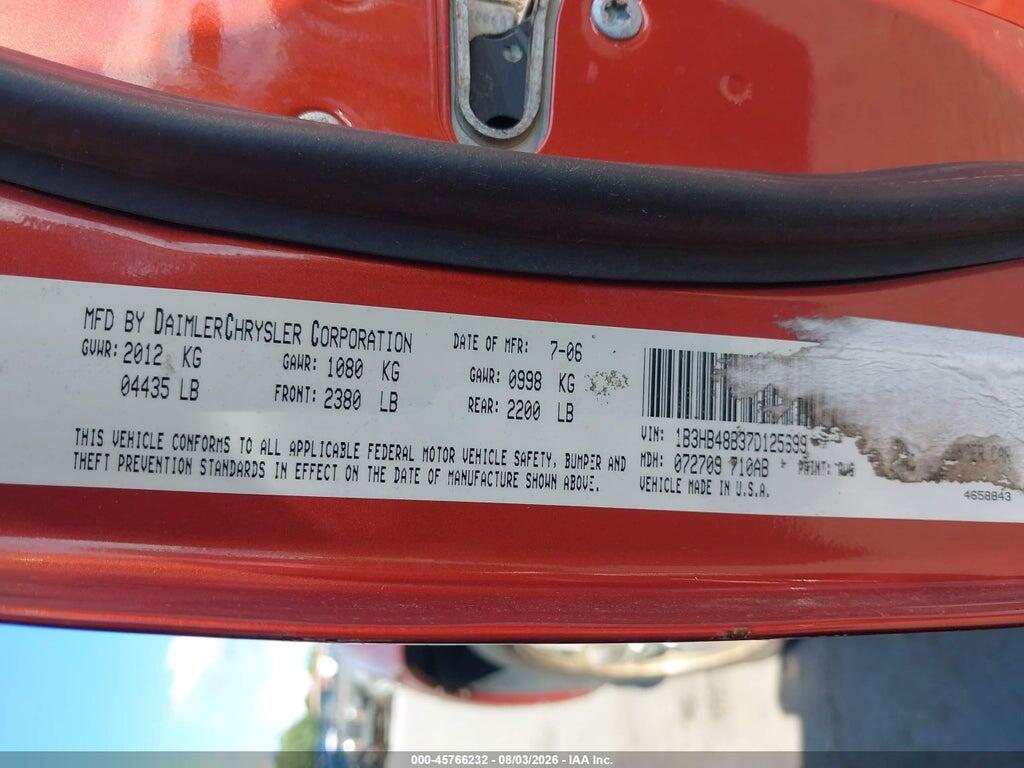 1B3HB48B37D125699 2007 DODGE CALIBER photo no. 9