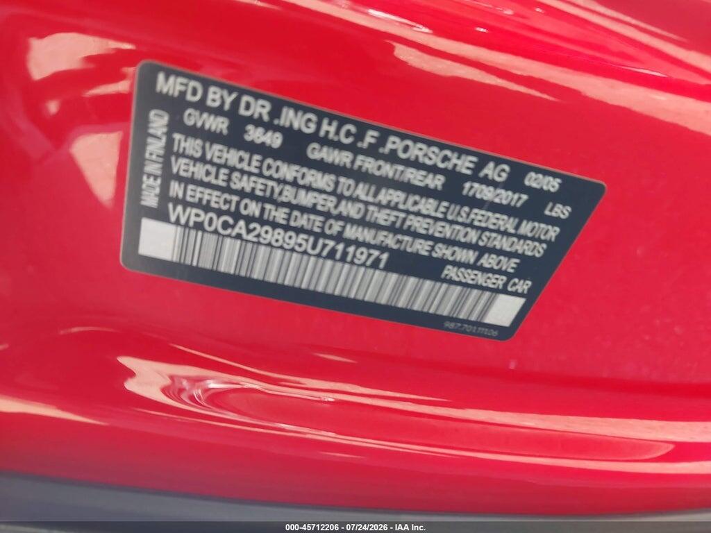 WP0CA29895U711971 2005 PORSCHE BOXSTER photo no. 9