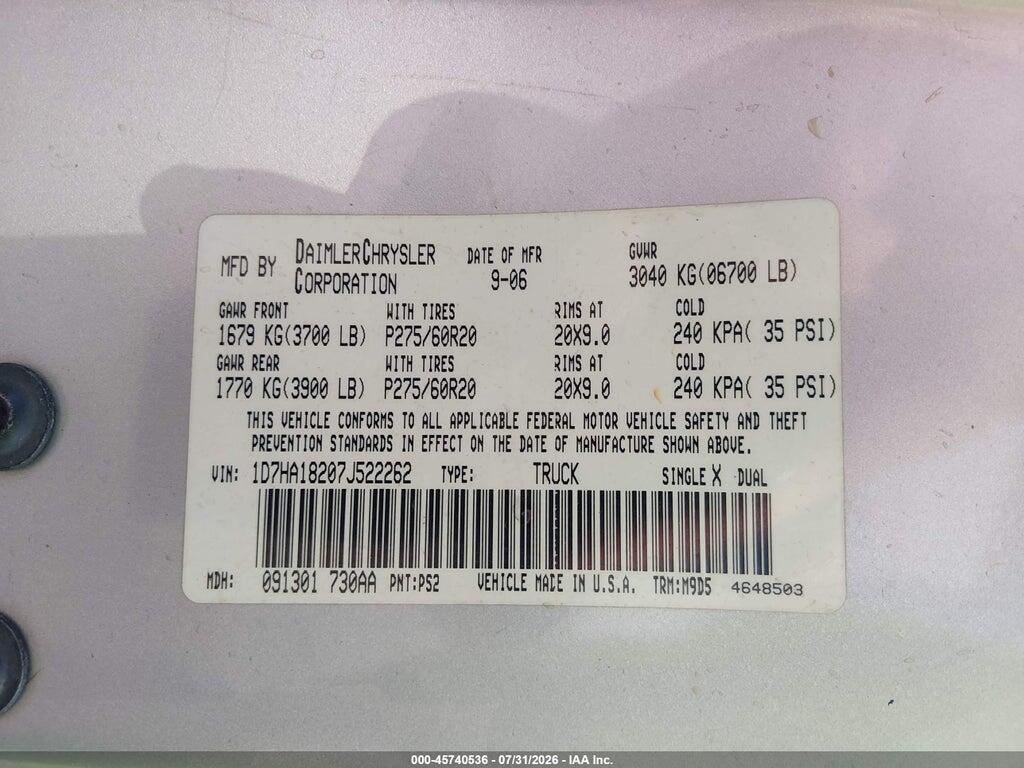 3D7MX49AX7G847300 2007 DODGE RAM 3500 photo no. 8