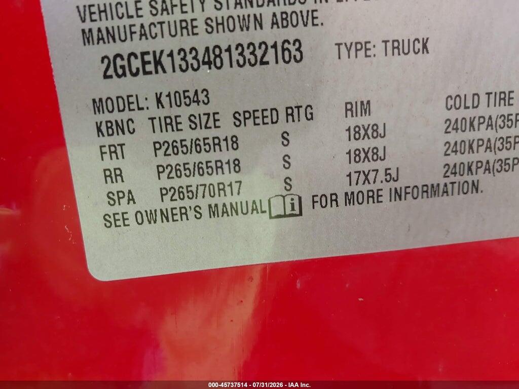 2GCEK133481332163 2008 CHEVROLET SILVERADO 1500 photo no. 9