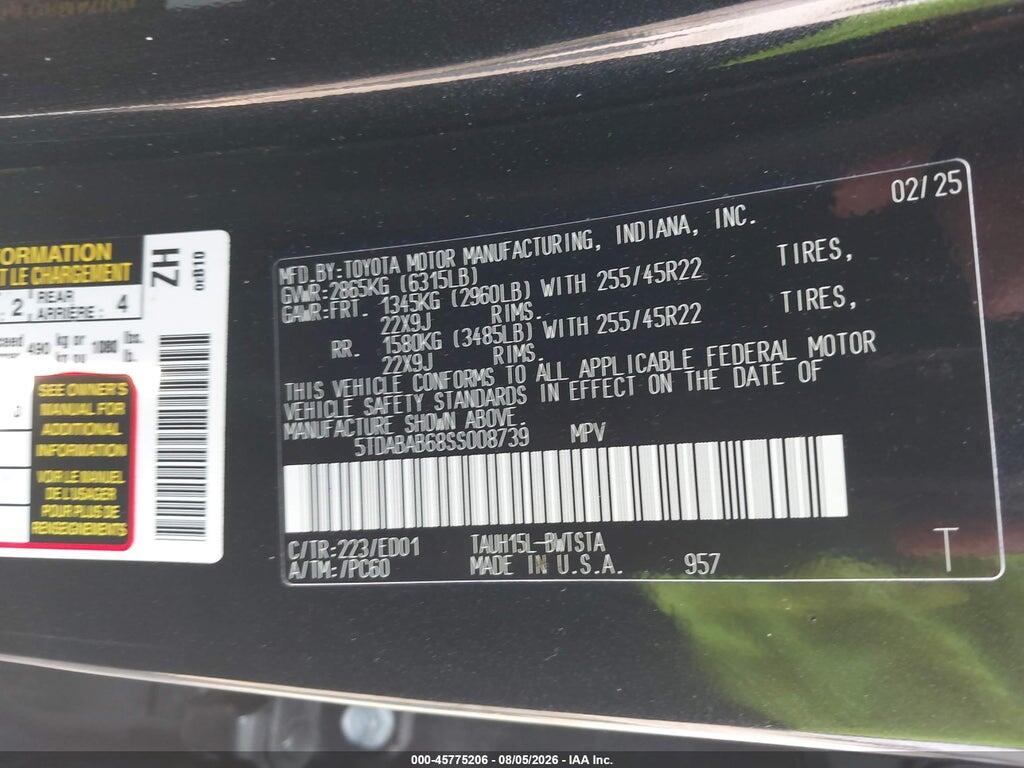 5TDABAB68SS008739 2025 LEXUS TX 500H photo no. 9