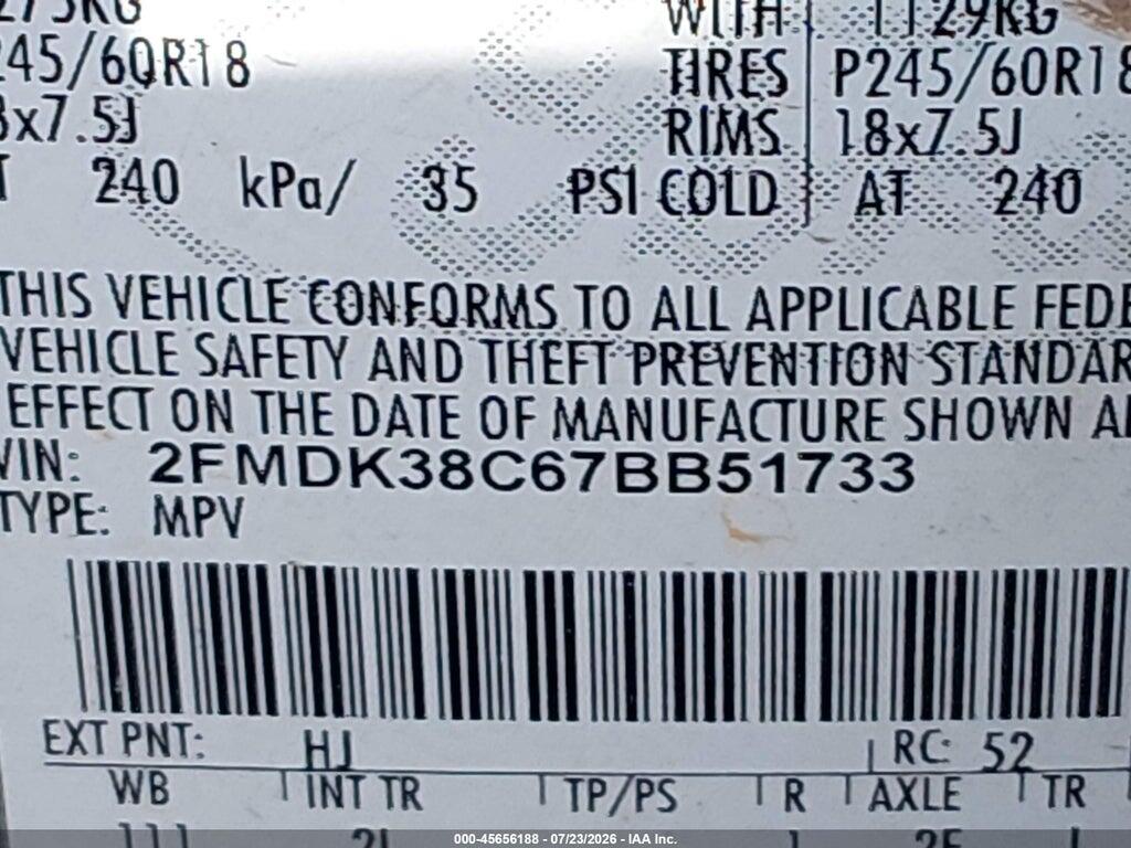 2FMDK38C67BB51733 2007 FORD EDGE photo no. 9
