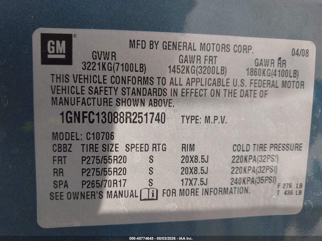 1GNFC13088R251740 2008 CHEVROLET TAHOE photo no. 9