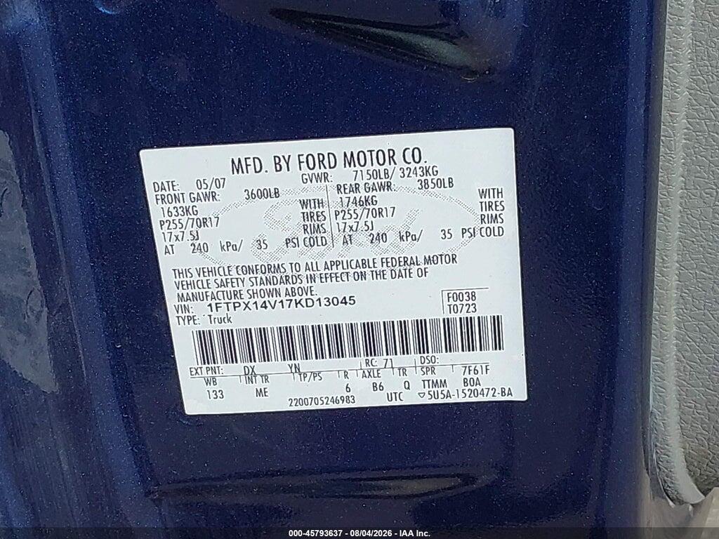 1FTPX14V17KD13045 2007 FORD F-150 photo no. 9