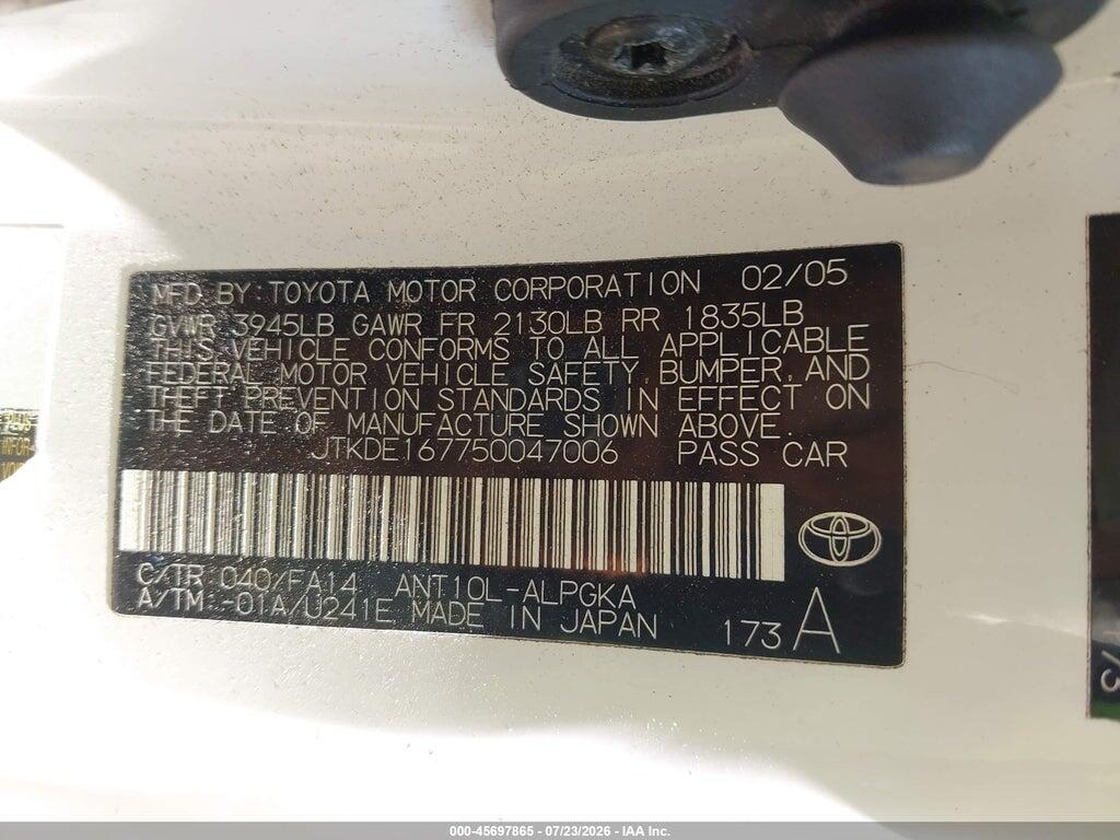 JTKDE167750047006 2005 SCION TC photo no. 9