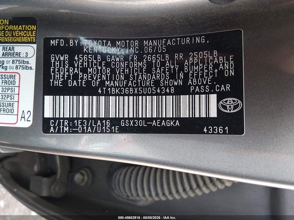 4T1BK36BX5U054348 2005 TOYOTA AVALON photo no. 9
