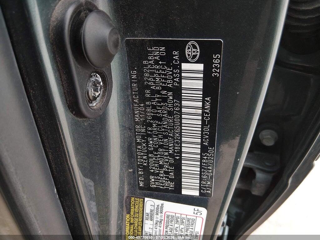 4T1BE32K65U007637 2005 TOYOTA CAMRY photo no. 9