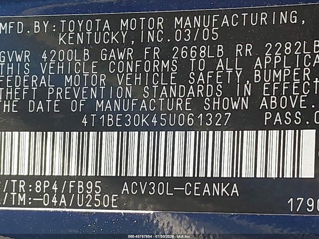4T1BE30K45U061327 2005 TOYOTA CAMRY photo no. 9