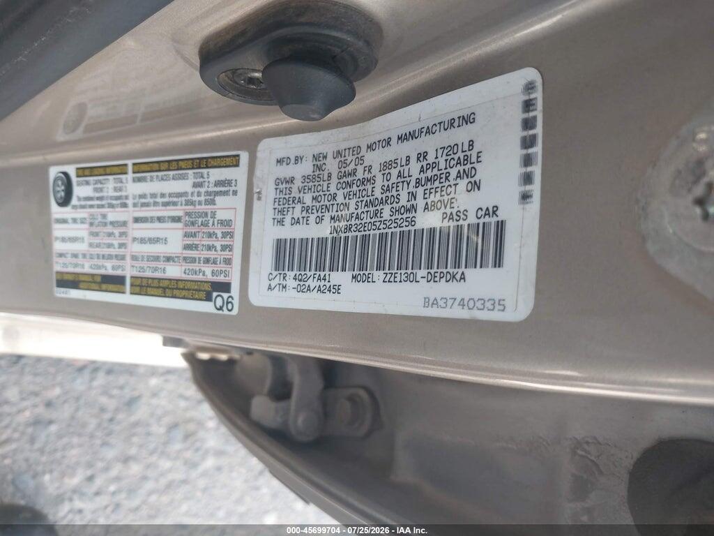 1NXBR32E05Z525256 2005 TOYOTA COROLLA photo no. 9