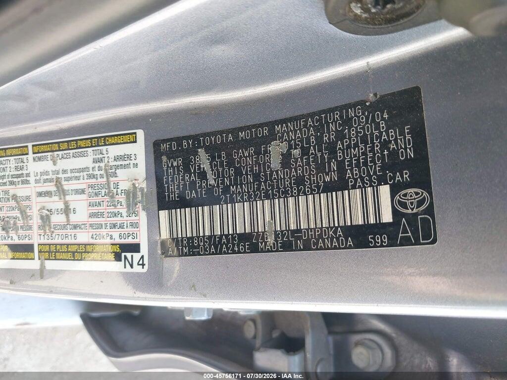 2T1KR32E15C382657 2005 TOYOTA MATRIX photo no. 9