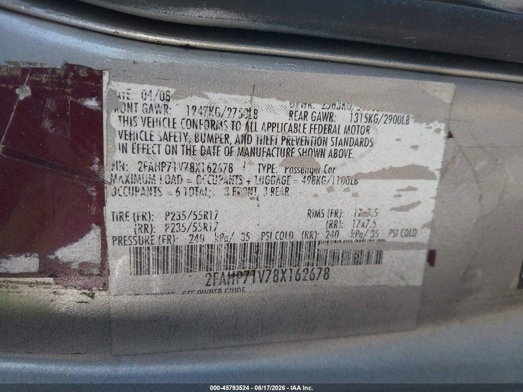 2FAHP71V78X162678 2008 FORD CROWN VICTORIA photo no. 9