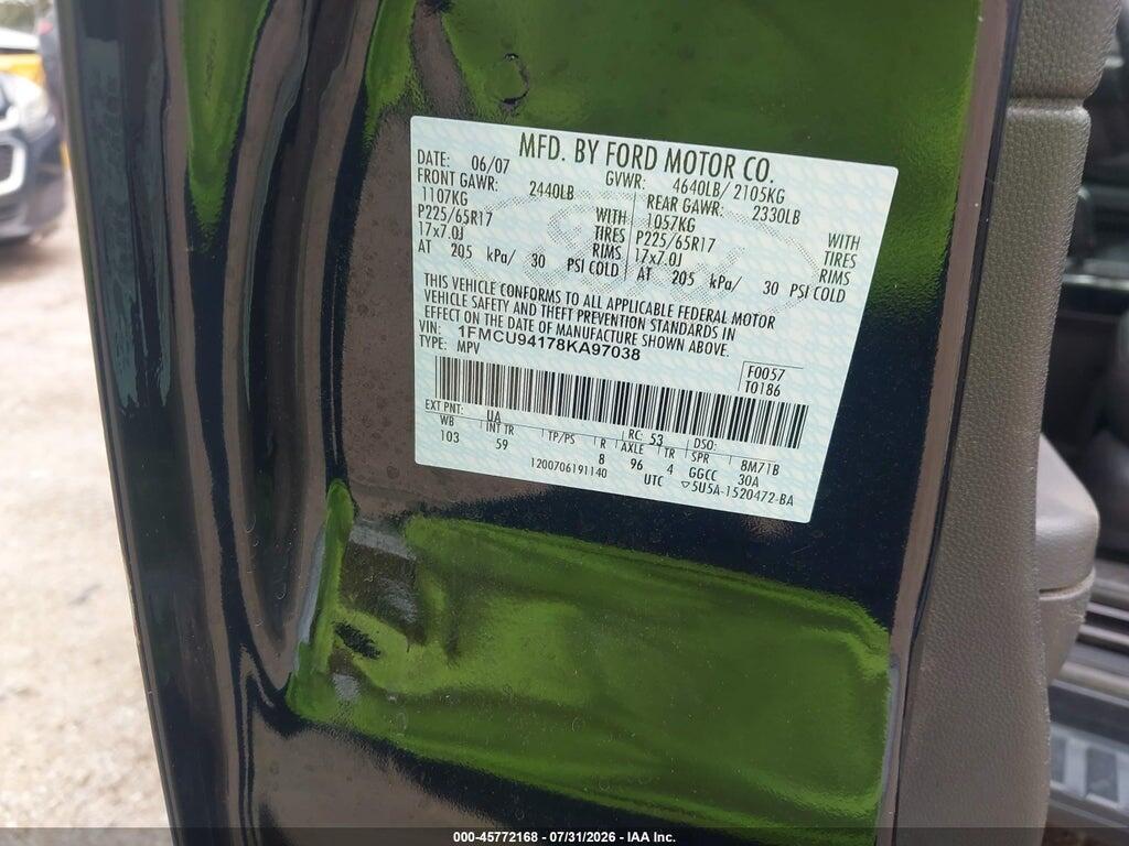 1FMCU94178KA97038 2008 FORD ESCAPE photo no. 9