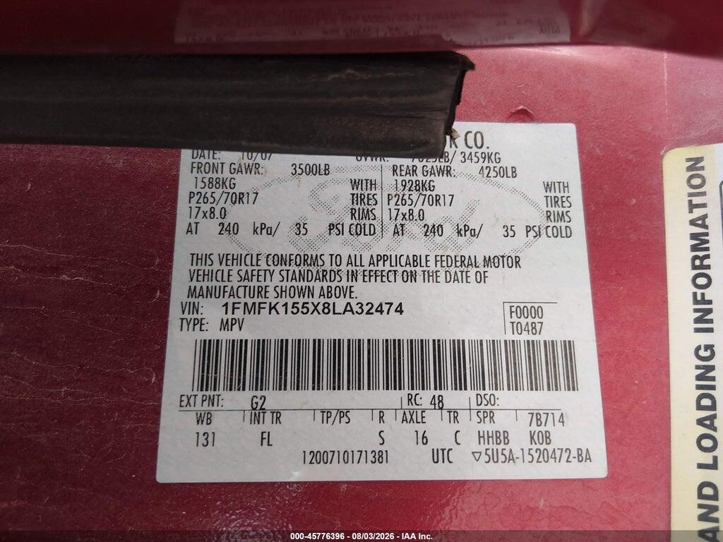 1FMFK155X8LA32474 2008 FORD EXPEDITION EL photo no. 9