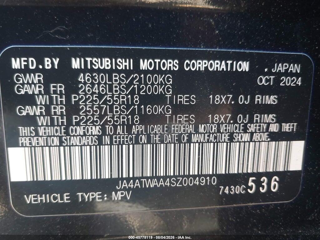 JA4ATWAA4SZ004910 2025 MITSUBISHI ECLIPSE CROSS photo no. 9