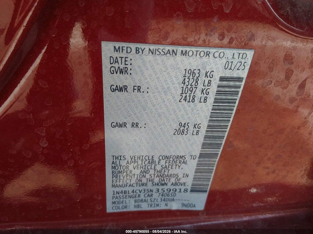 1N4BL4CV3SN359918 2025 NISSAN ALTIMA photo no. 9