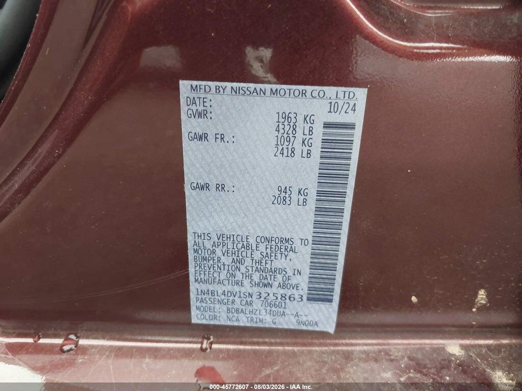 1N4BL4DV1SN325863 2025 NISSAN ALTIMA photo no. 9