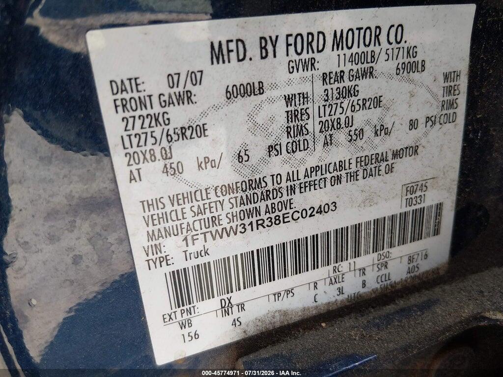 1FTWW31R38EC02403 2008 FORD SUPER DUTY F-350 SRW photo no. 8