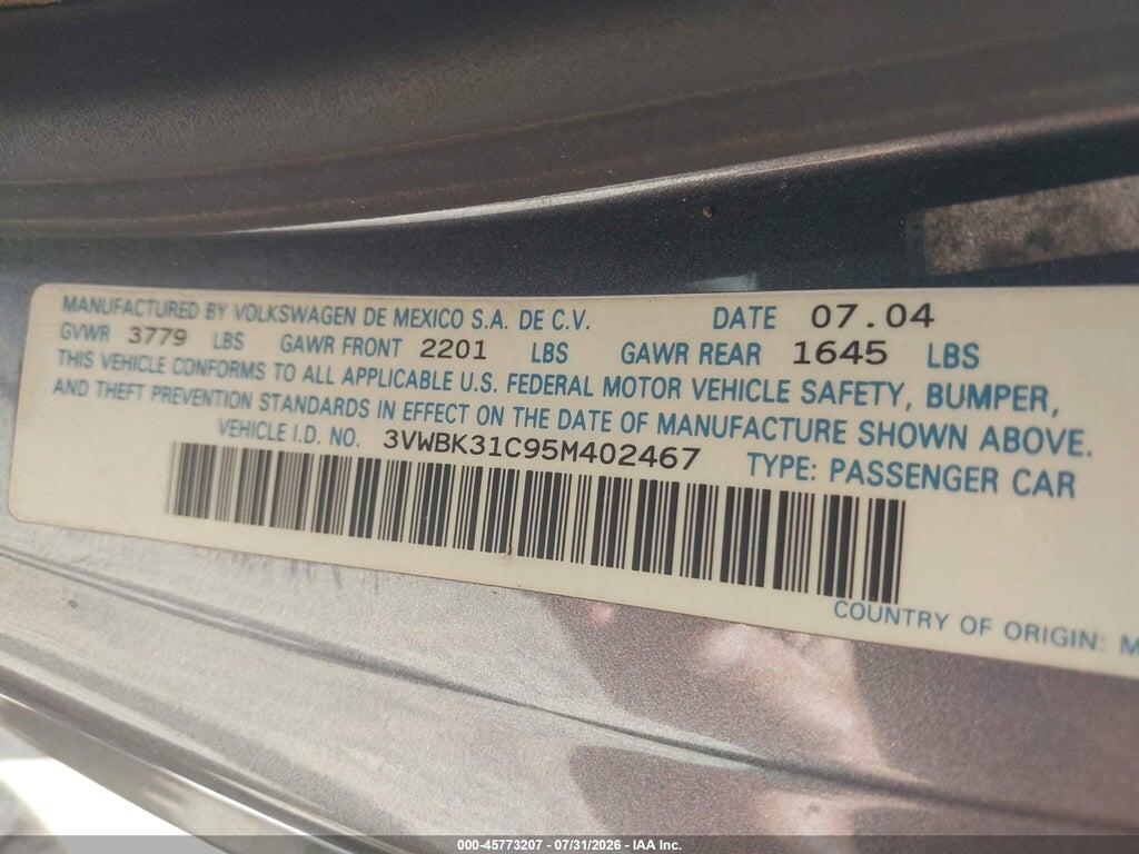 3VWBK31C95M402467 2005 VOLKSWAGEN NEW BEETLE photo no. 9