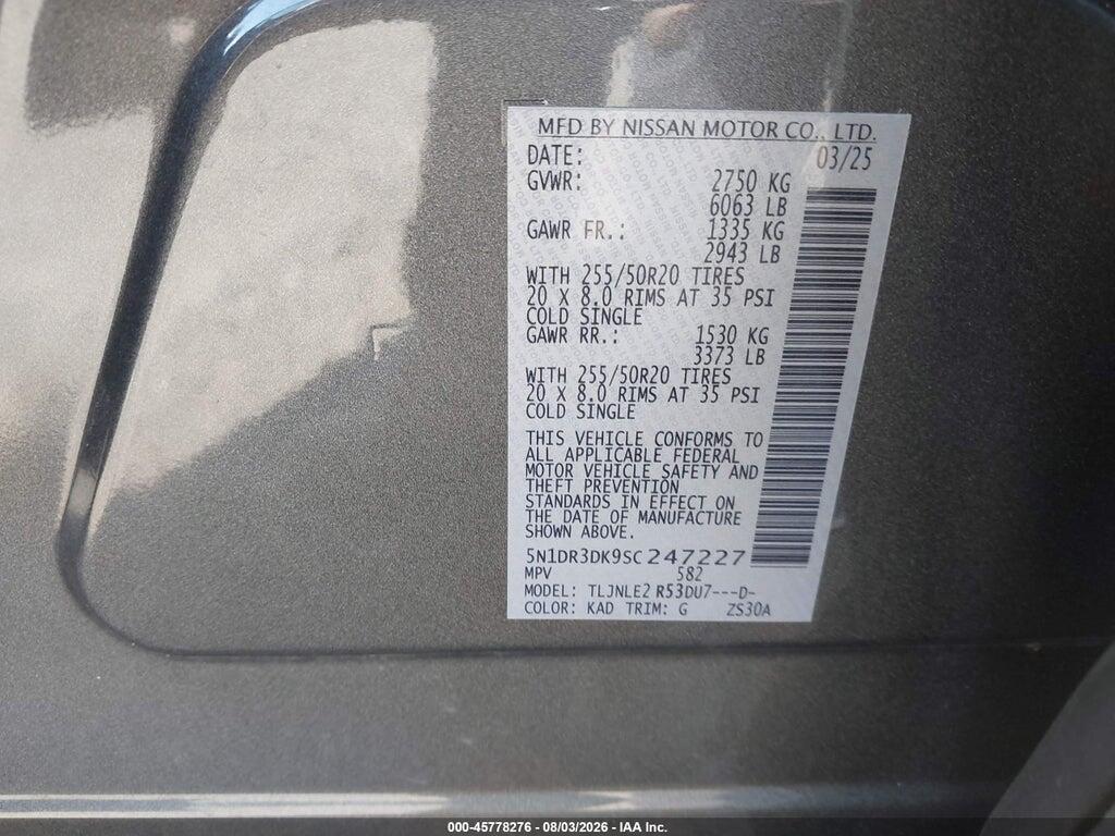 5N1DR3DK9SC247227 2025 NISSAN PATHFINDER photo no. 9